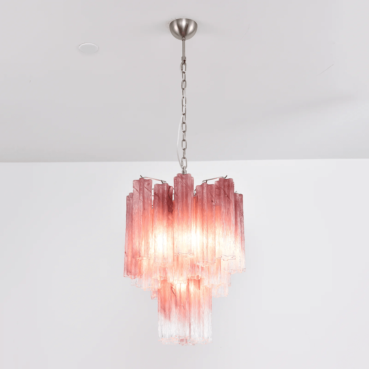 Veluora Chandelier Rose Gradient Murano Glass Tiered