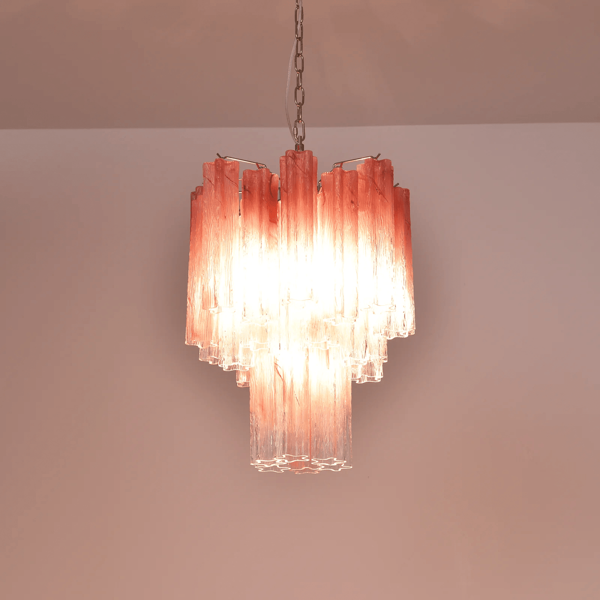 Veluora Chandelier Rose Gradient Murano Glass Tiered