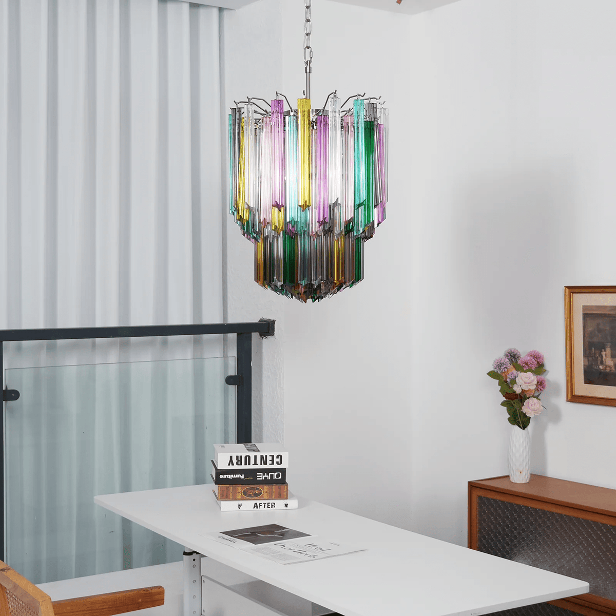 Celorelle Chandelier Murano Glass Colorful Prism