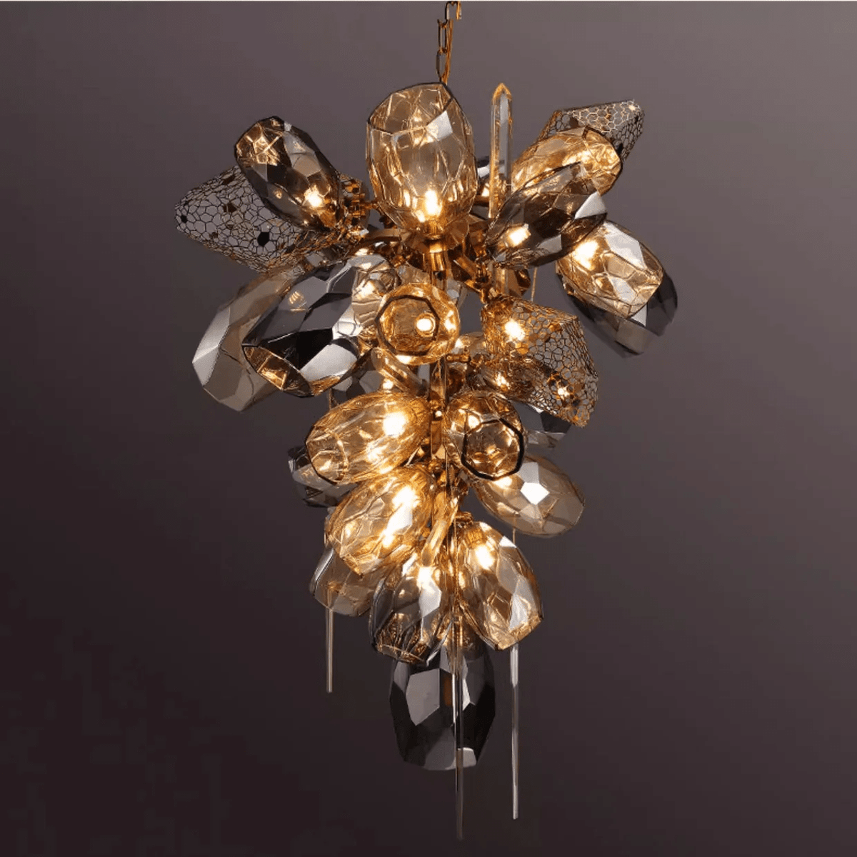 Celirian Chandelier Modern Glass Crystal Smoked Cluster