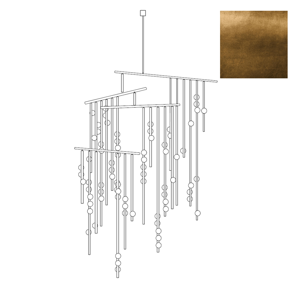 Yieli Brass Glass Drop Chandelier