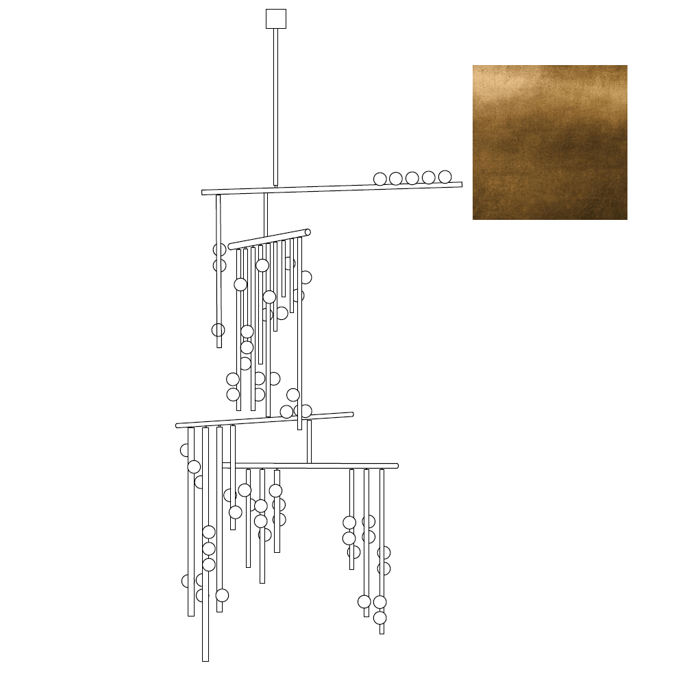 Yieli Brass Glass Drop Chandelier