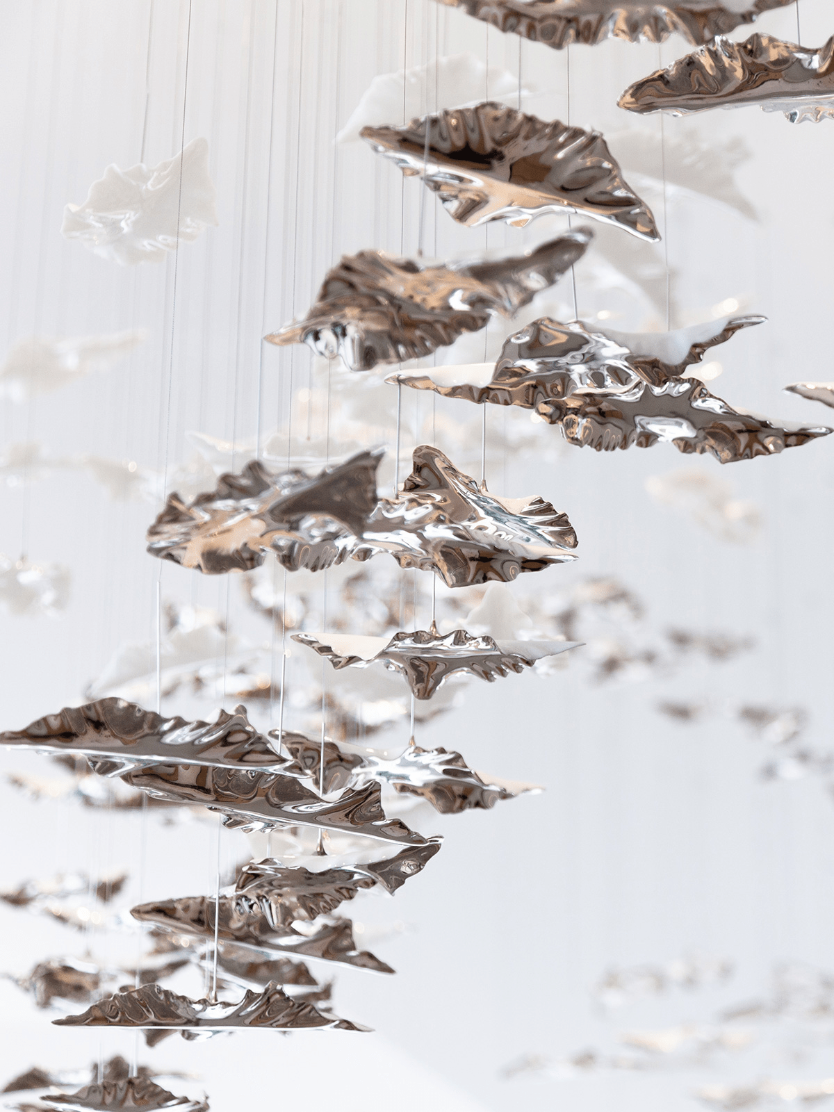 Fiva Leaf Twisted Sculptural Chandelier
