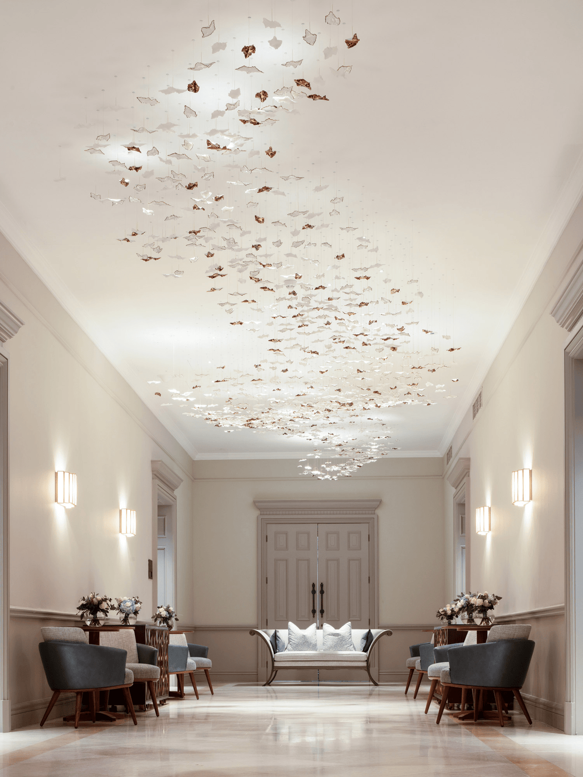 Fiva Leaf Twisted Sculptural Chandelier