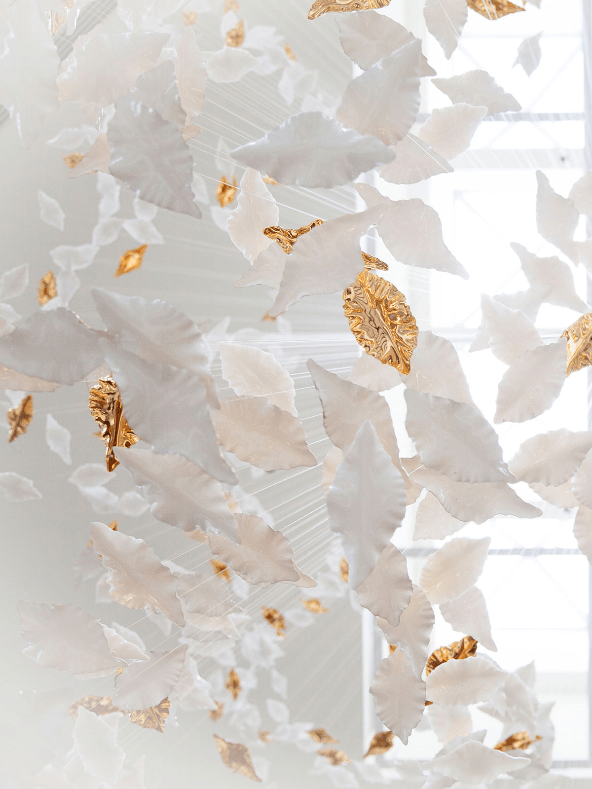 Fiva Leaf Twisted Sculptural Chandelier