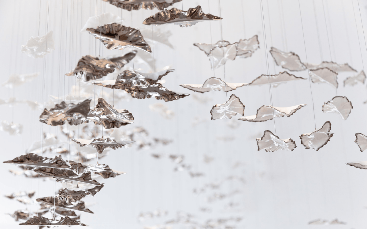 Fiva Leaf Twisted Sculptural Chandelier