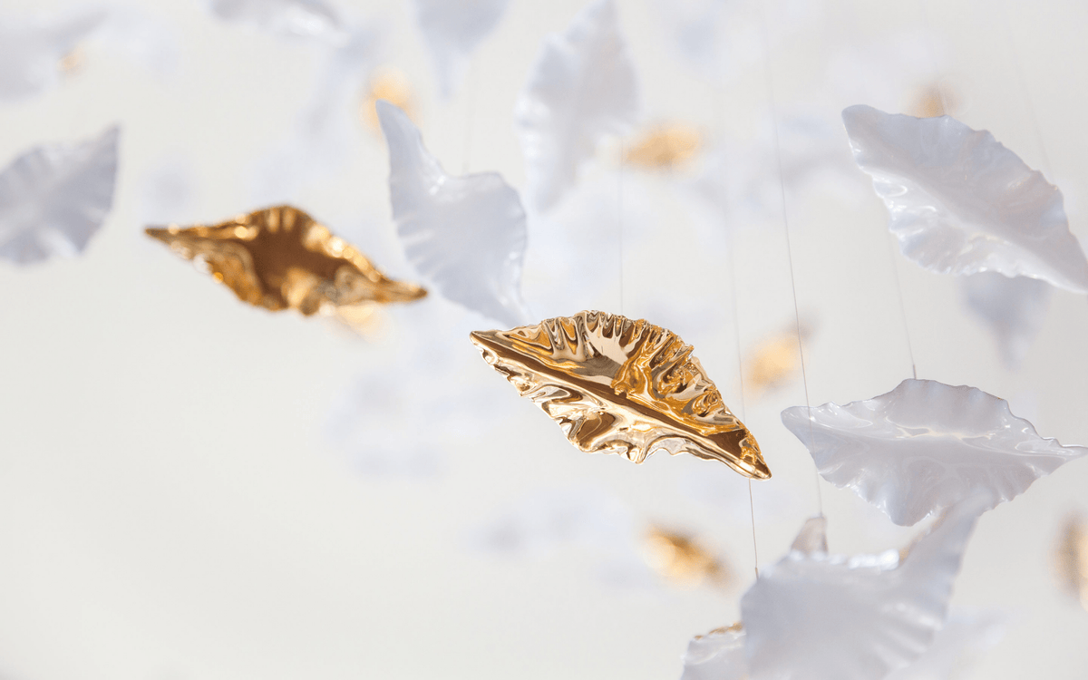 Fiva Leaf Twisted Sculptural Chandelier
