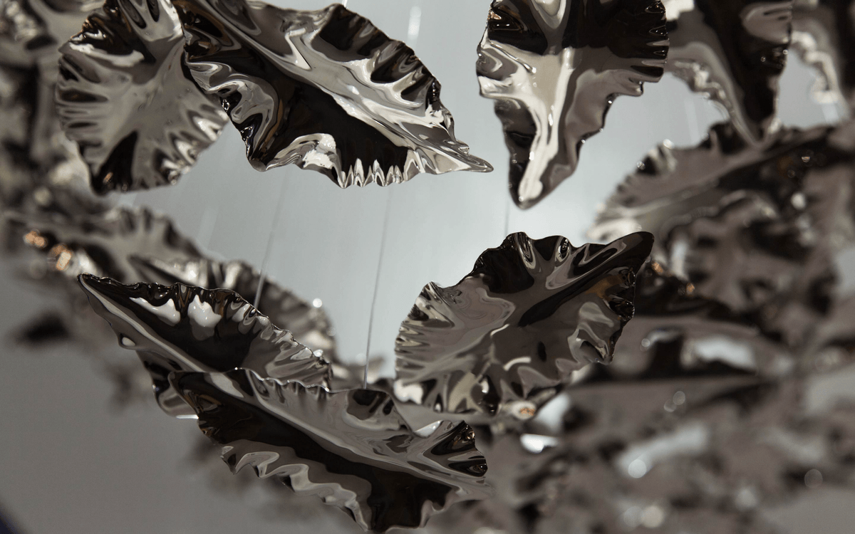 Fiva Leaf Twisted Sculptural Chandelier