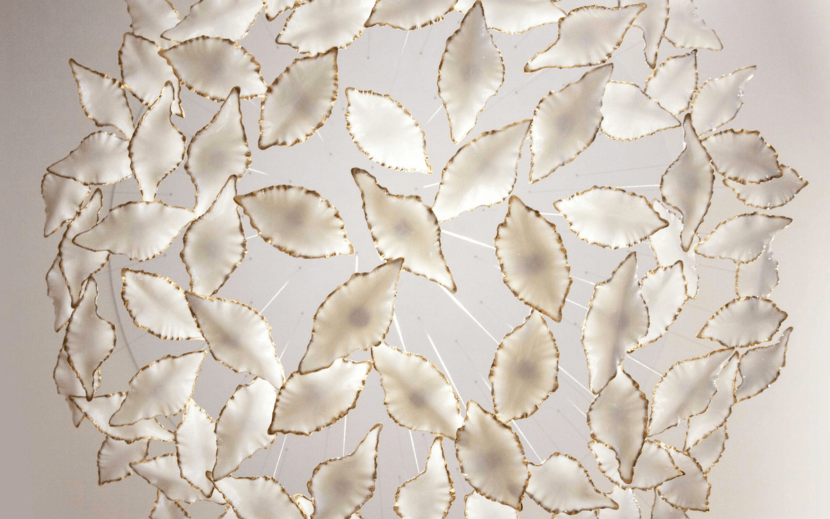 Fiva Leaf Twisted Sculptural Chandelier