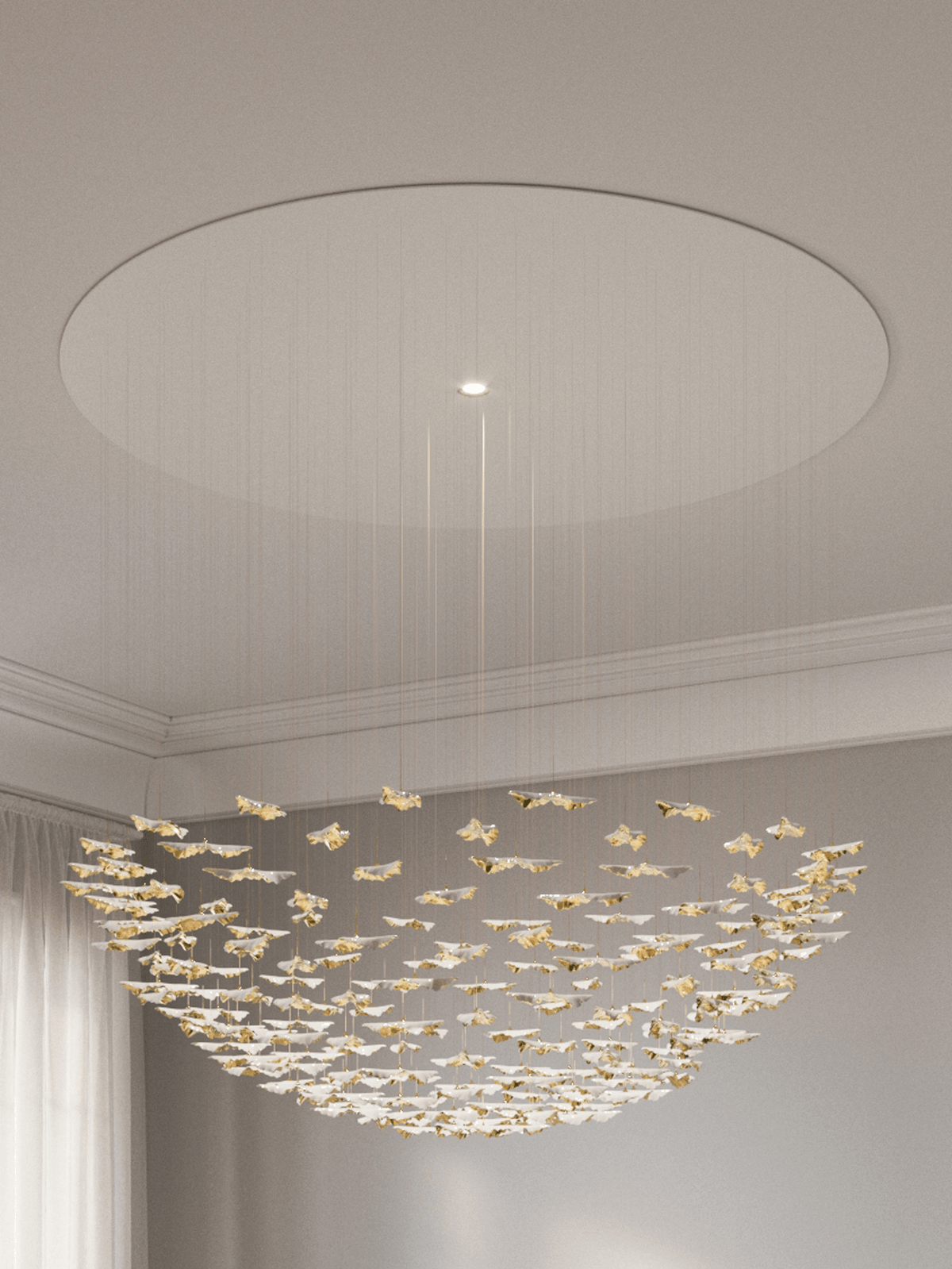 Fiva Leaf Twisted Sculptural Chandelier