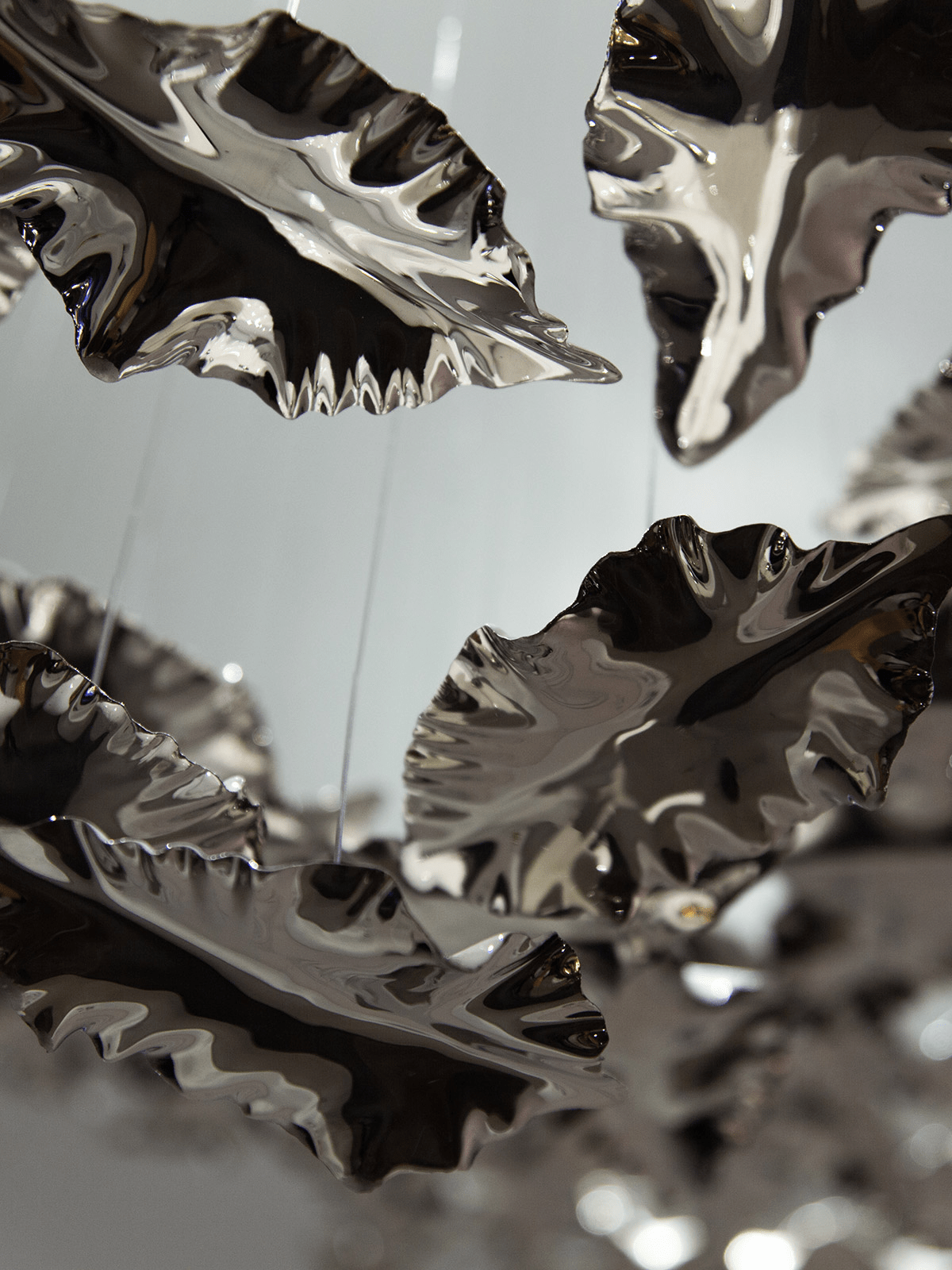Fiva Leaf Twisted Sculptural Chandelier