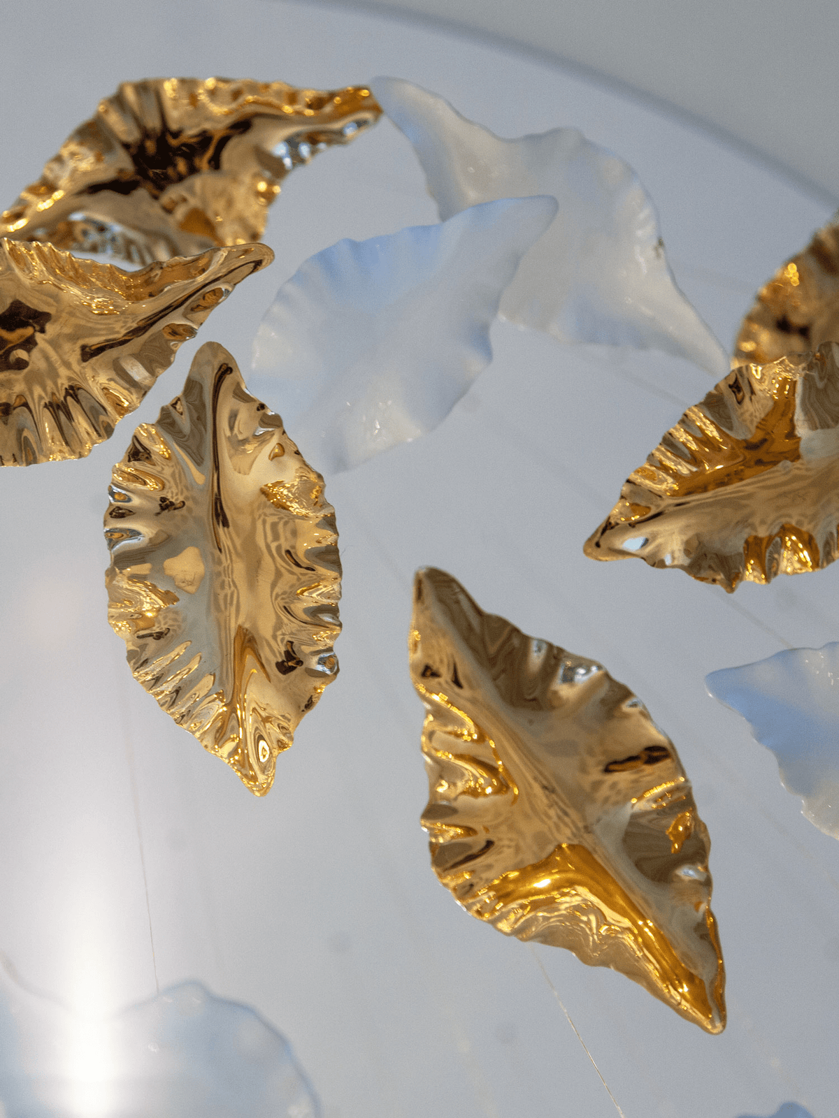 Fiva Leaf Twisted Sculptural Chandelier