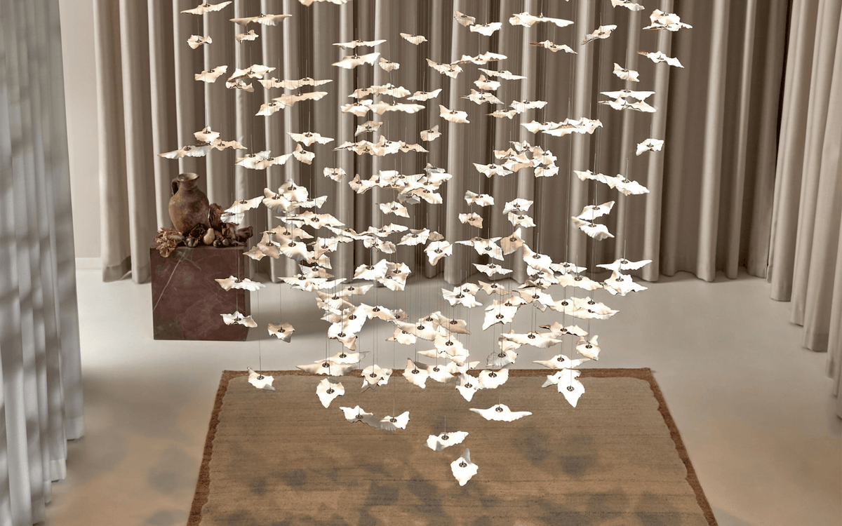 Fiva Leaf Twisted Sculptural Chandelier