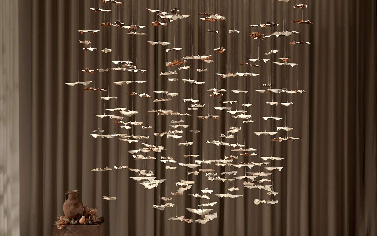 Fiva Leaf Twisted Sculptural Chandelier