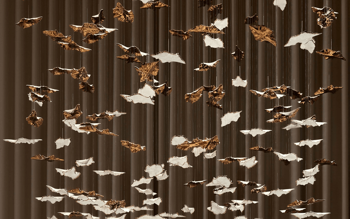 Fiva Leaf Twisted Sculptural Chandelier