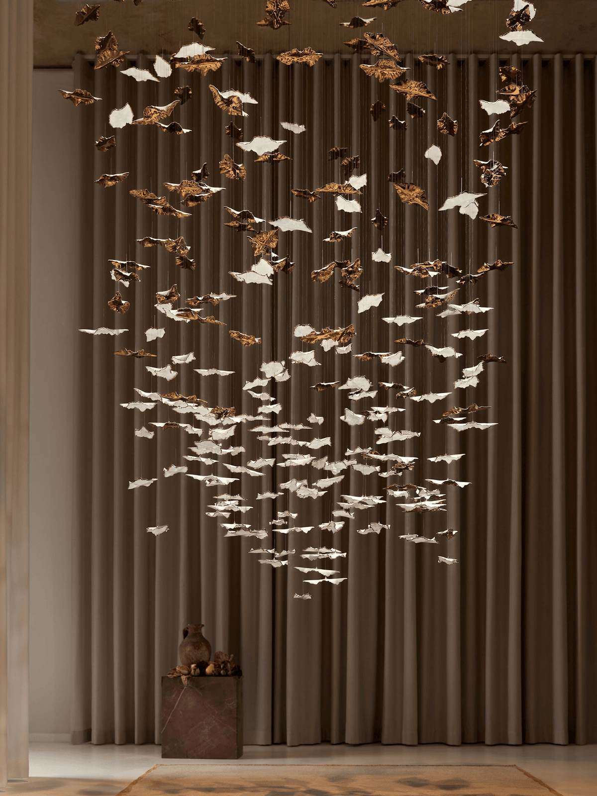 Fiva Leaf Twisted Sculptural Chandelier