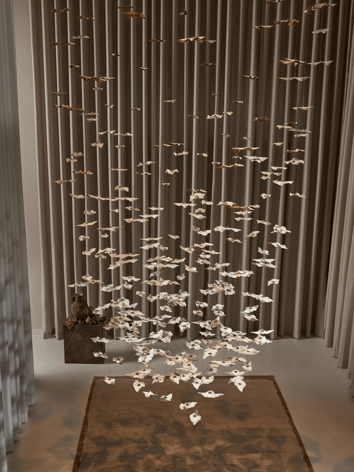 Fiva Leaf Twisted Sculptural Chandelier
