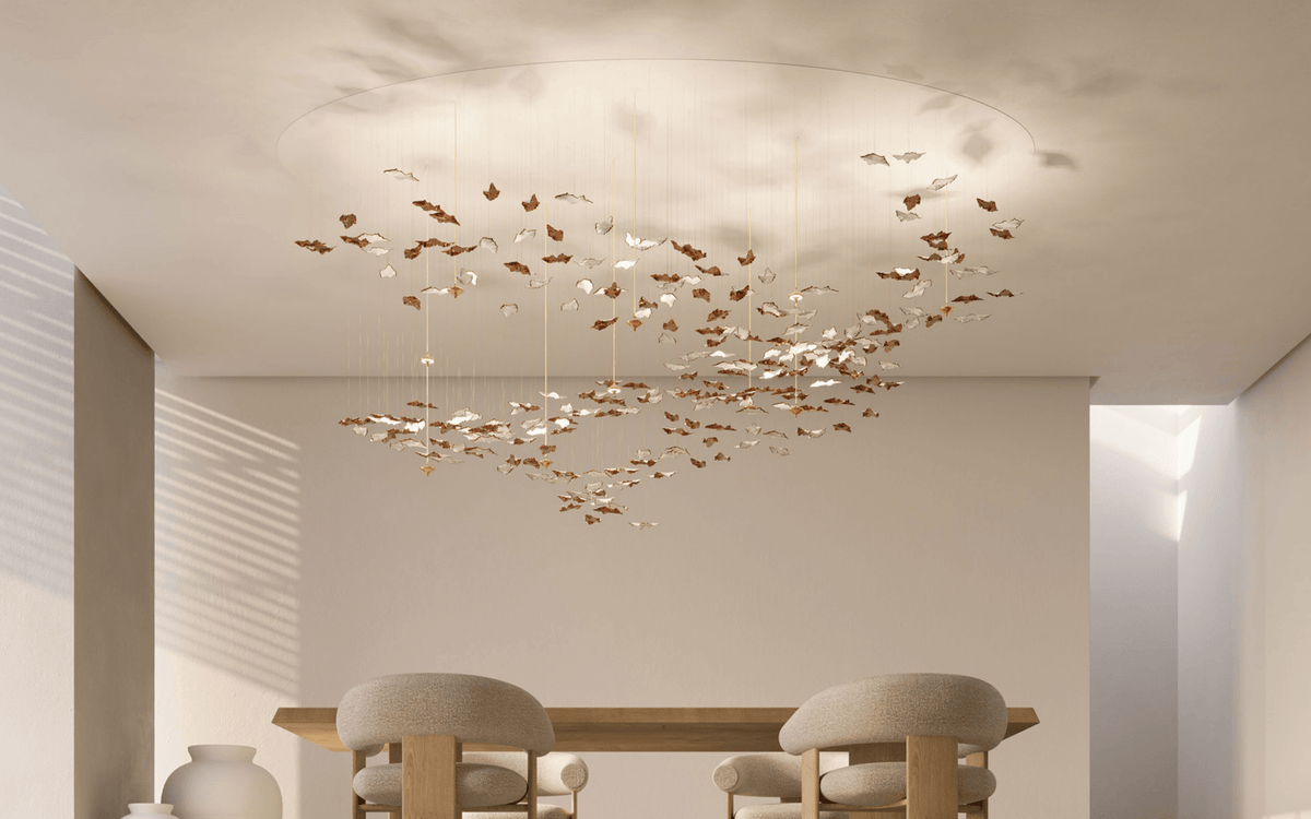 Fiva Leaf Twisted Sculptural Chandelier