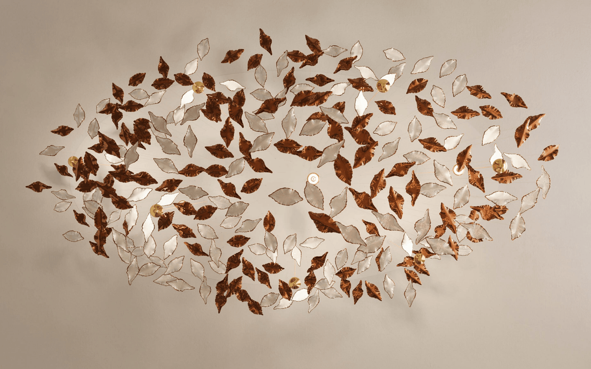 Fiva Leaf Twisted Sculptural Chandelier