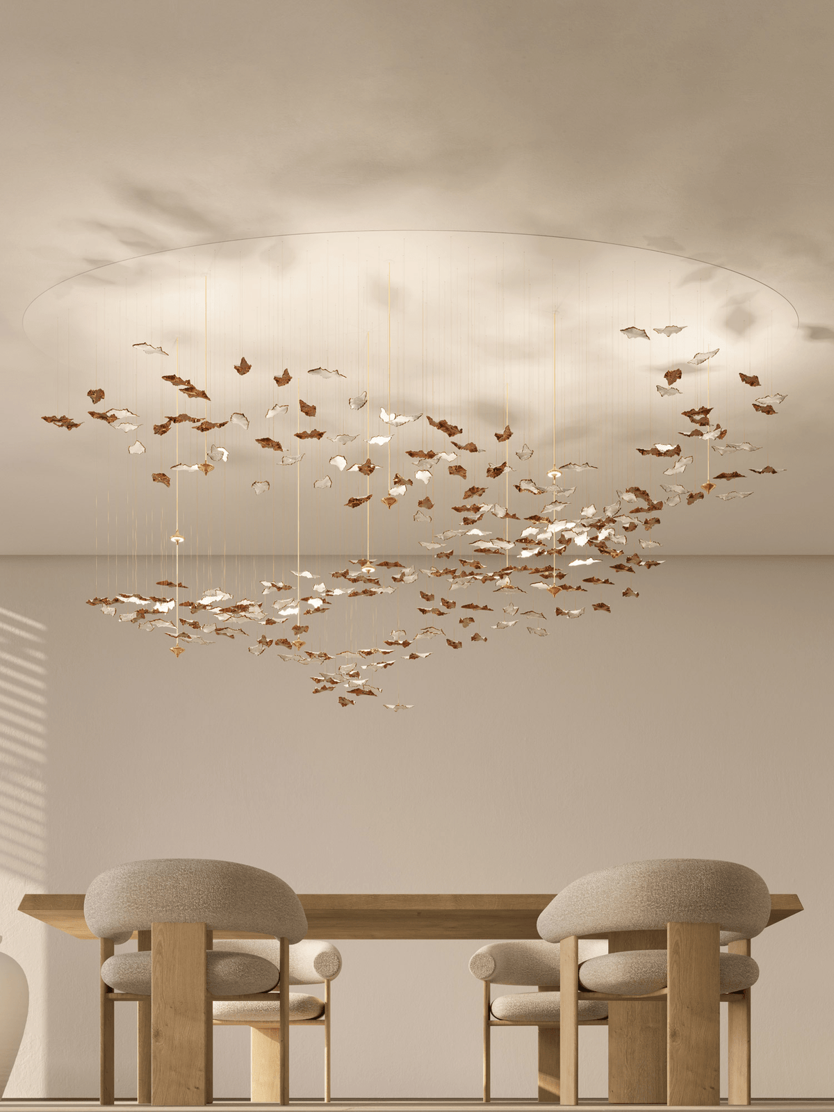 Fiva Leaf Twisted Sculptural Chandelier
