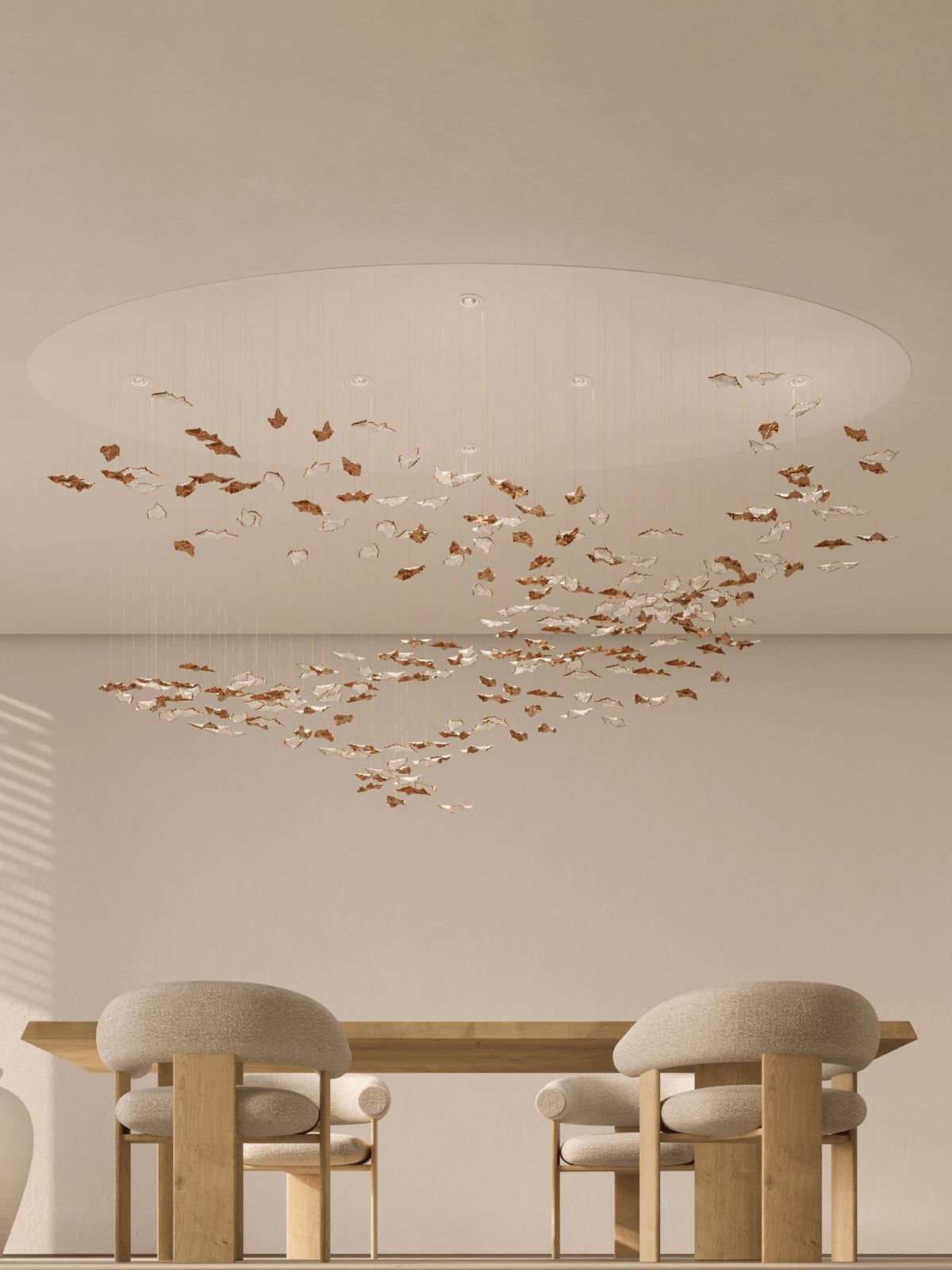 Fiva Leaf Twisted Sculptural Chandelier