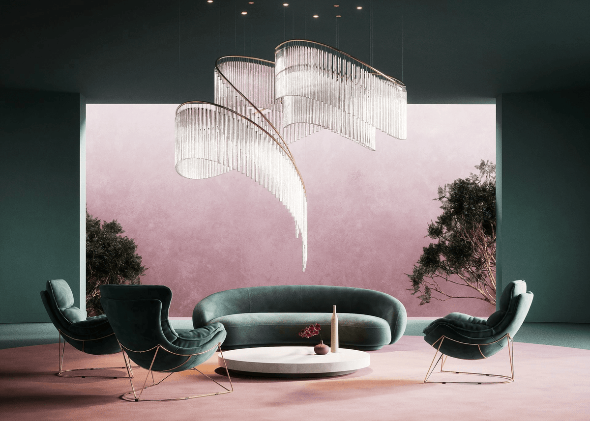 Rivella Shimmering Cascade  Crystal Glass Chandelier