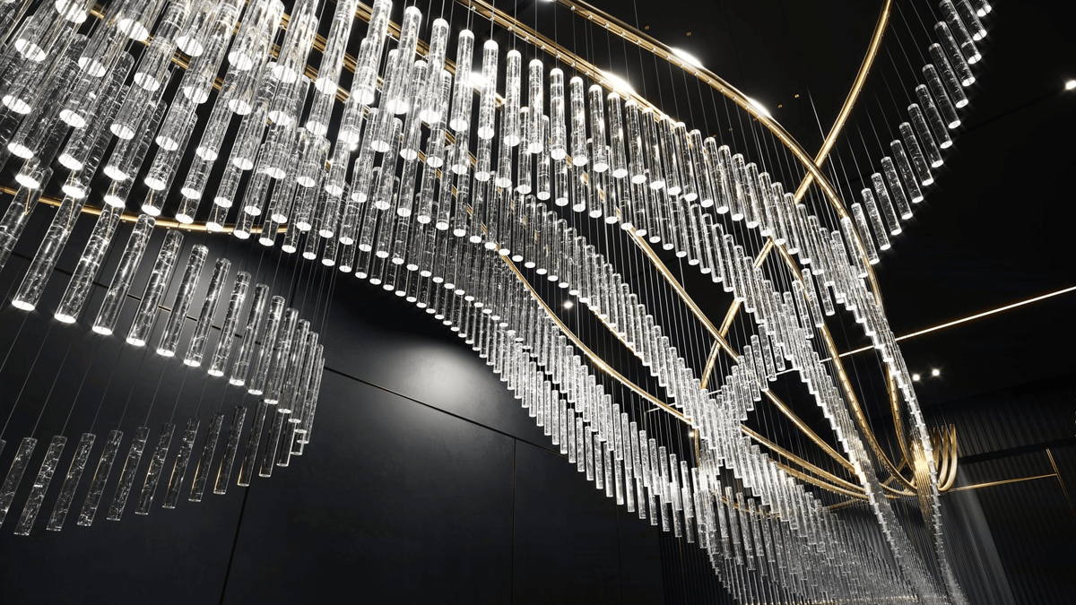 Rivella Shimmering Cascade  Crystal Glass Chandelier