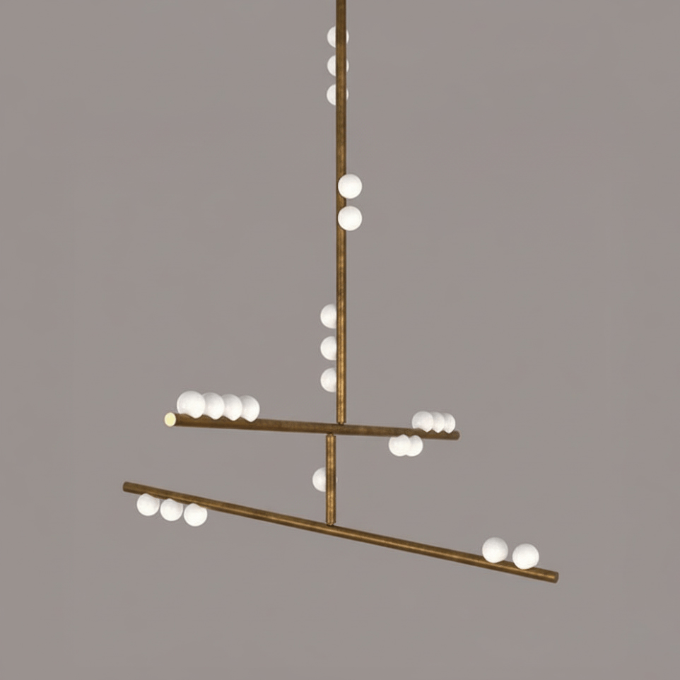 Yieli Brass Glass Drop Chandelier