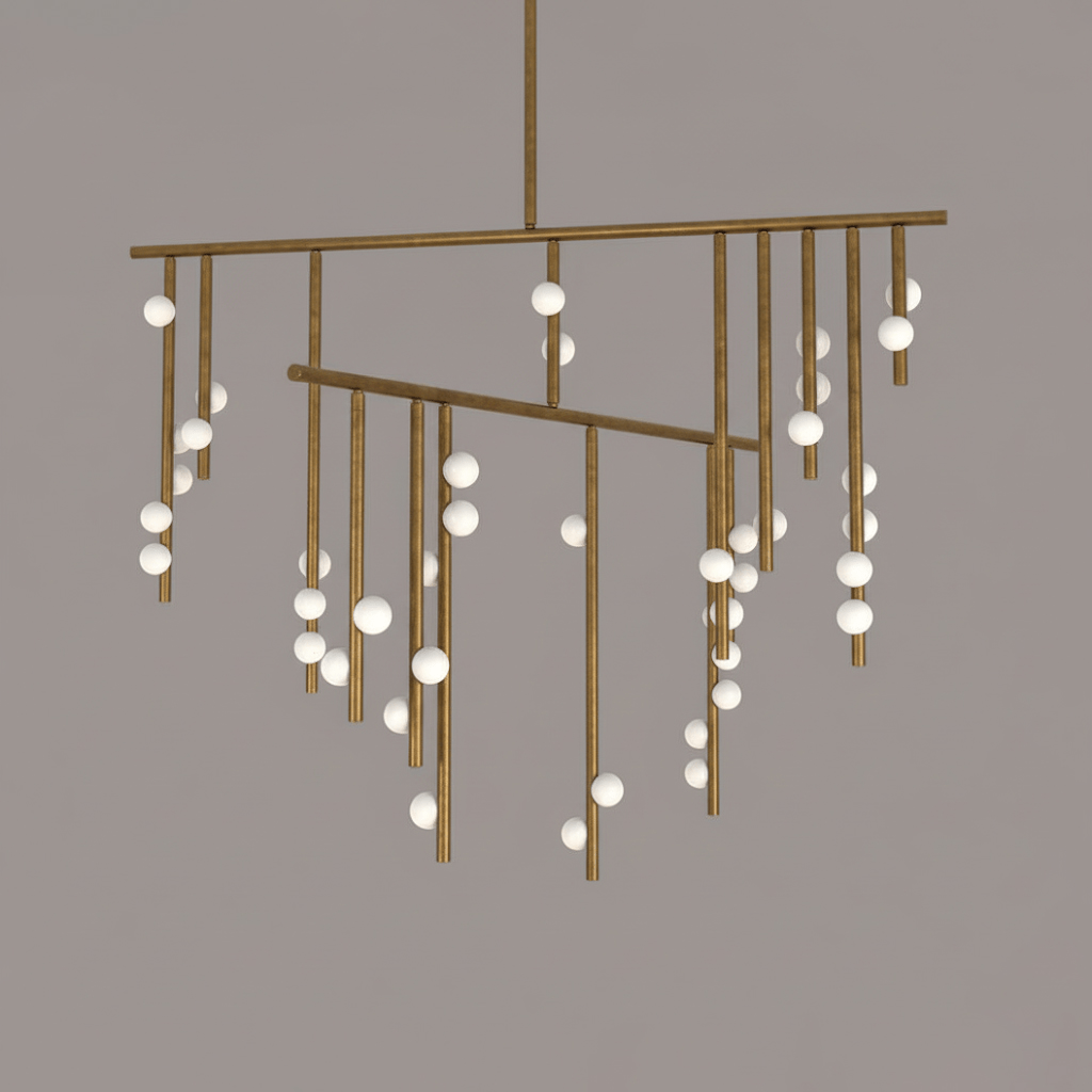 Yieli Brass Glass Drop Chandelier