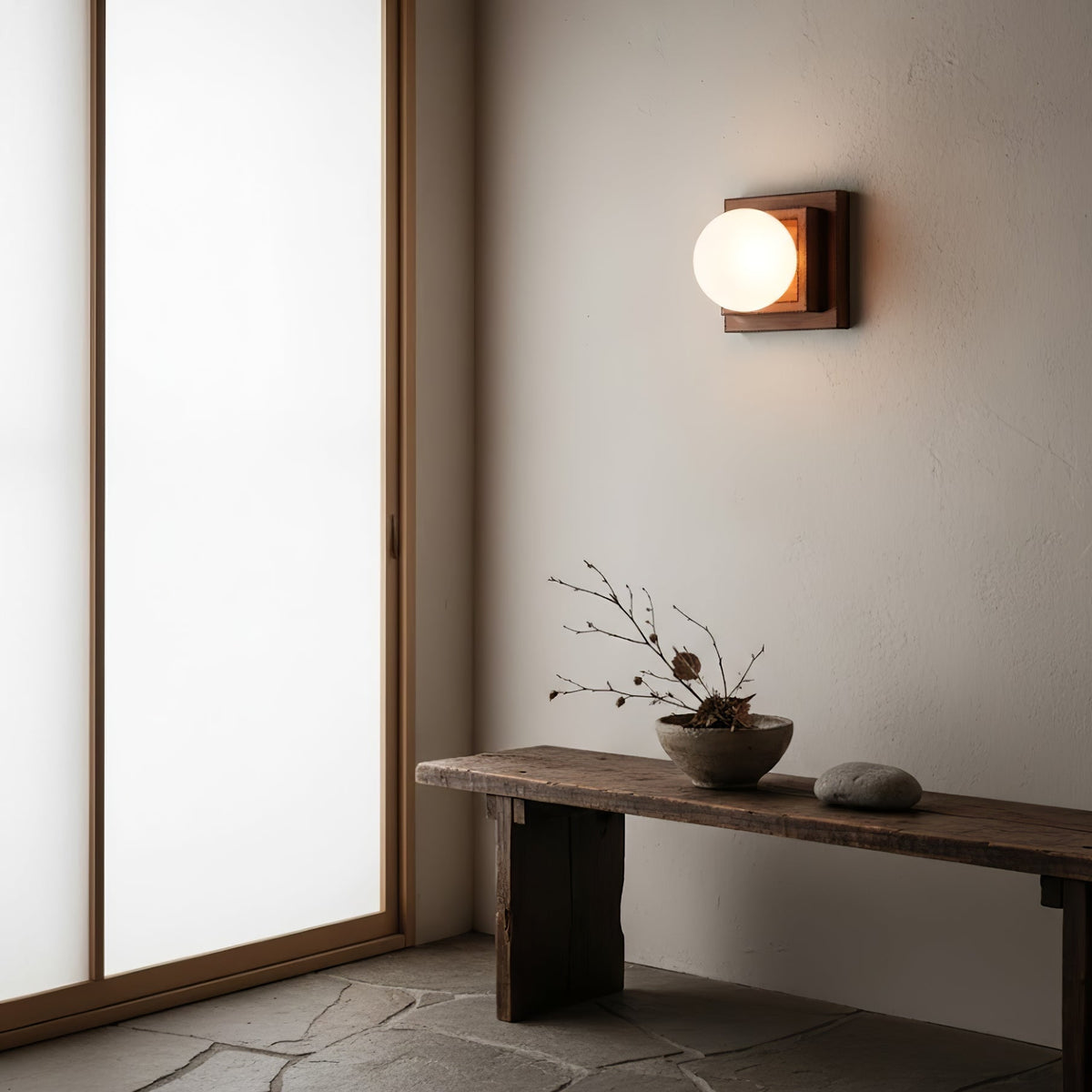 Luna Wood Layered Globe Wall Lamp