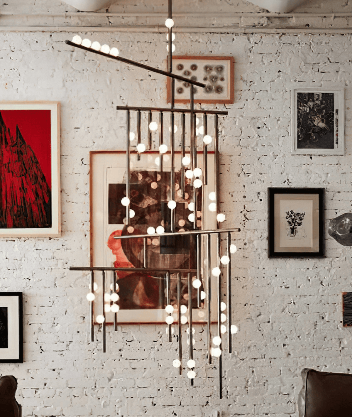 Yieli Brass Glass Drop Chandelier