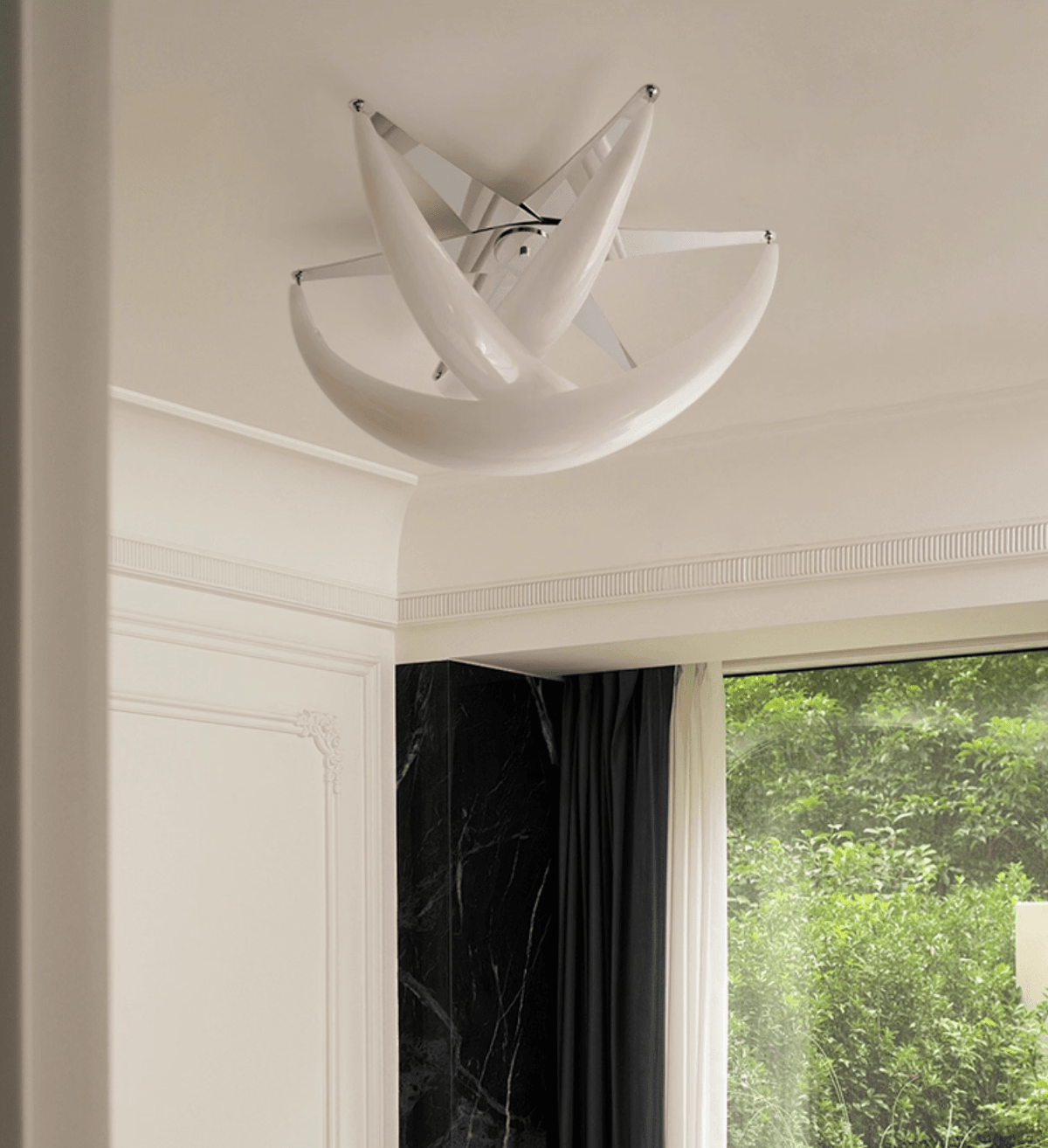 Maia Contemporary White Resin Ceiling Lamp
