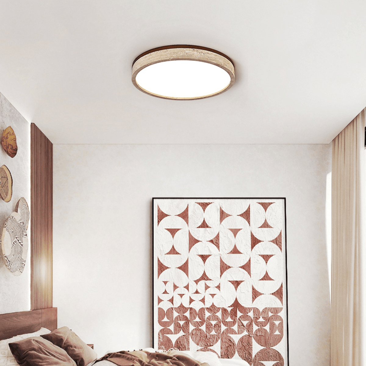 Xoan Glowly Travertine Halo Round Ceiling Lamp