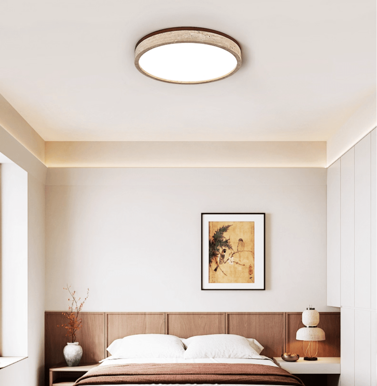 Xoan Glowly Travertine Halo Round Ceiling Lamp