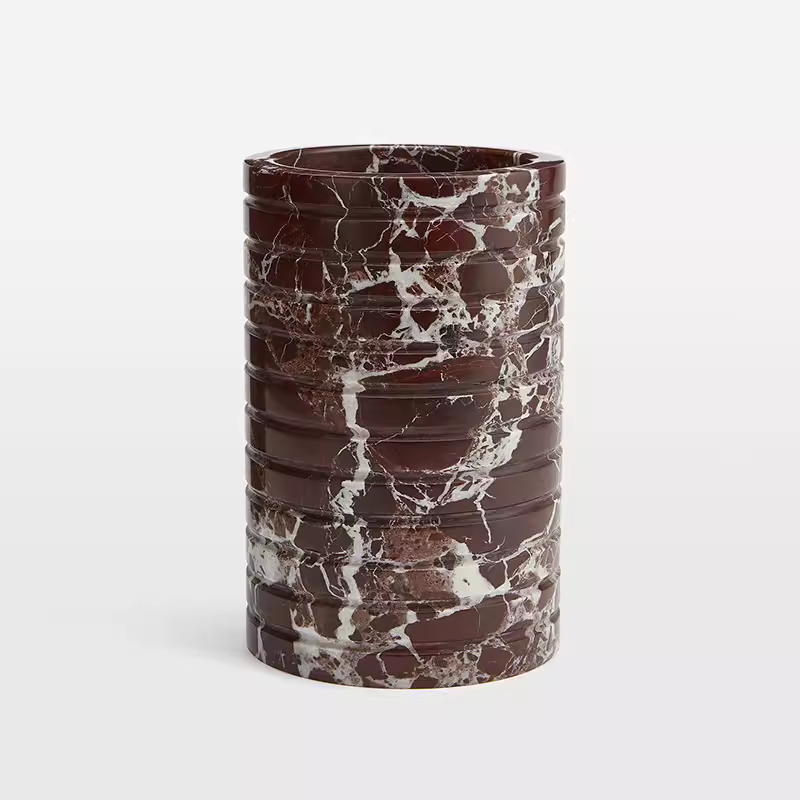 Hemzi Rosso Levanto Marble Vessel Sculptural Natural Stone High-end Decor