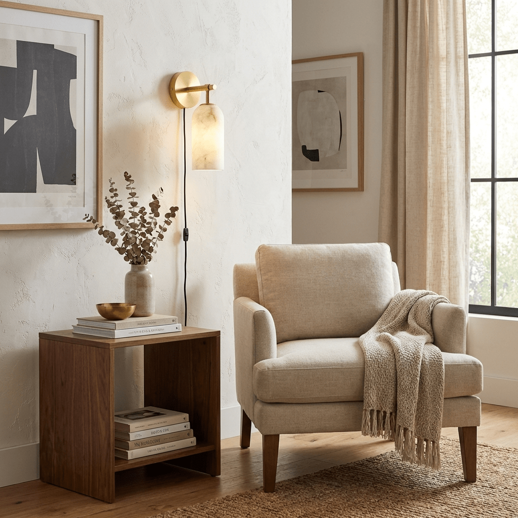Zokel Pillar Alabaster Plug In Indoor Wall Light