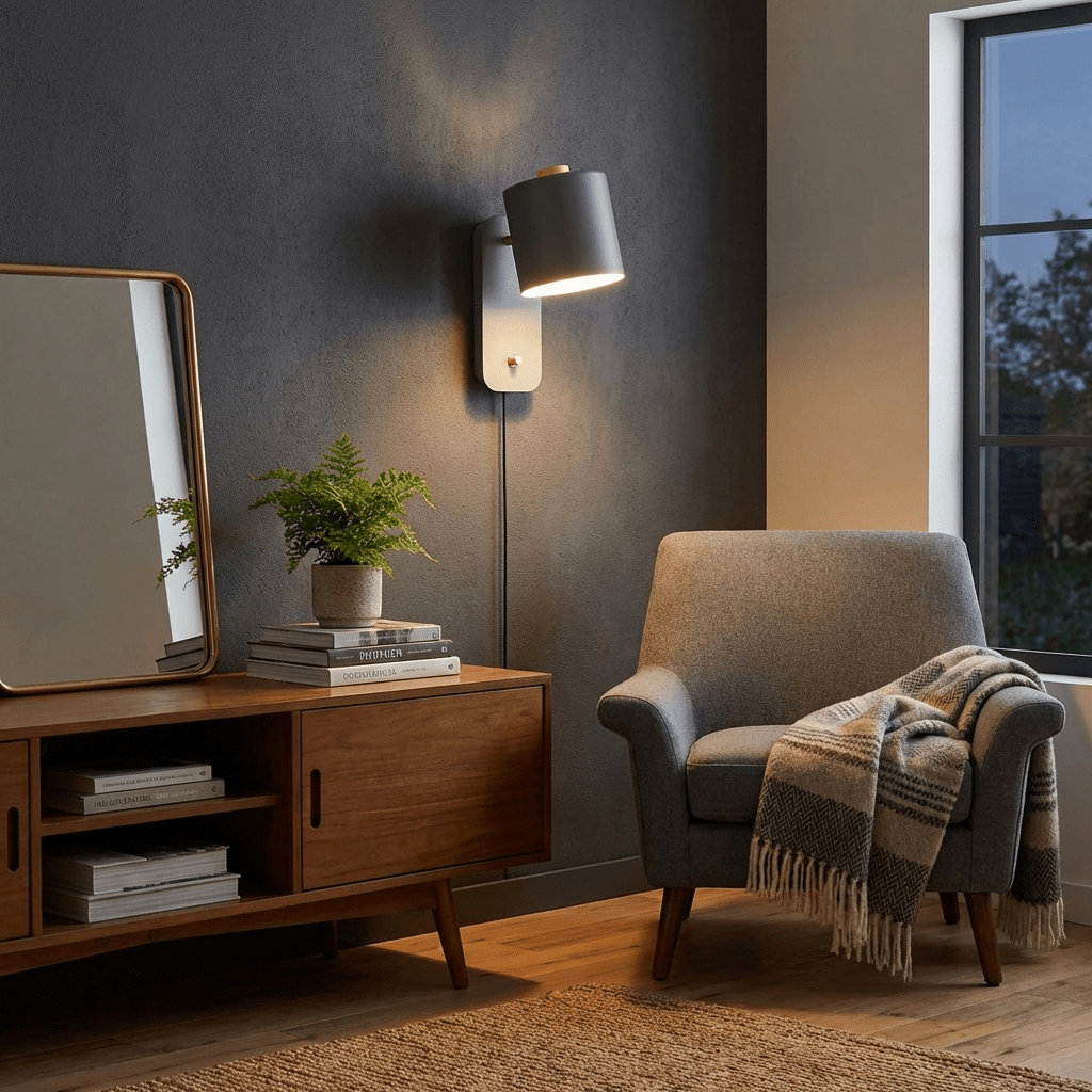 Buxia Rotatable Cylinder Plug In Indoor Wall Light