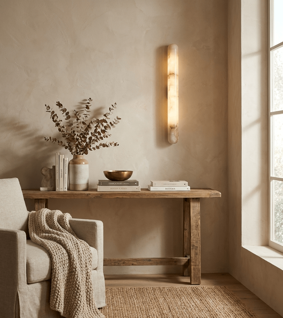 Genik Slim Alabaster Linear Indoor Wall Light