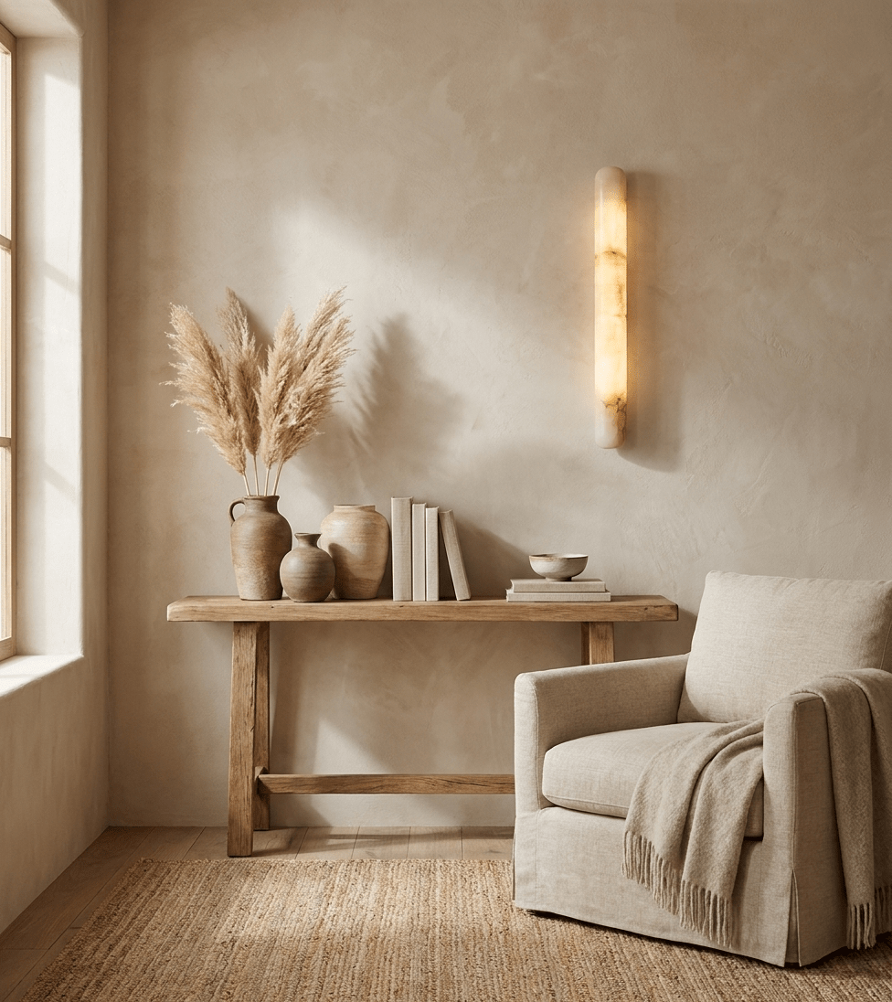 Genik Slim Alabaster Linear Indoor Wall Light