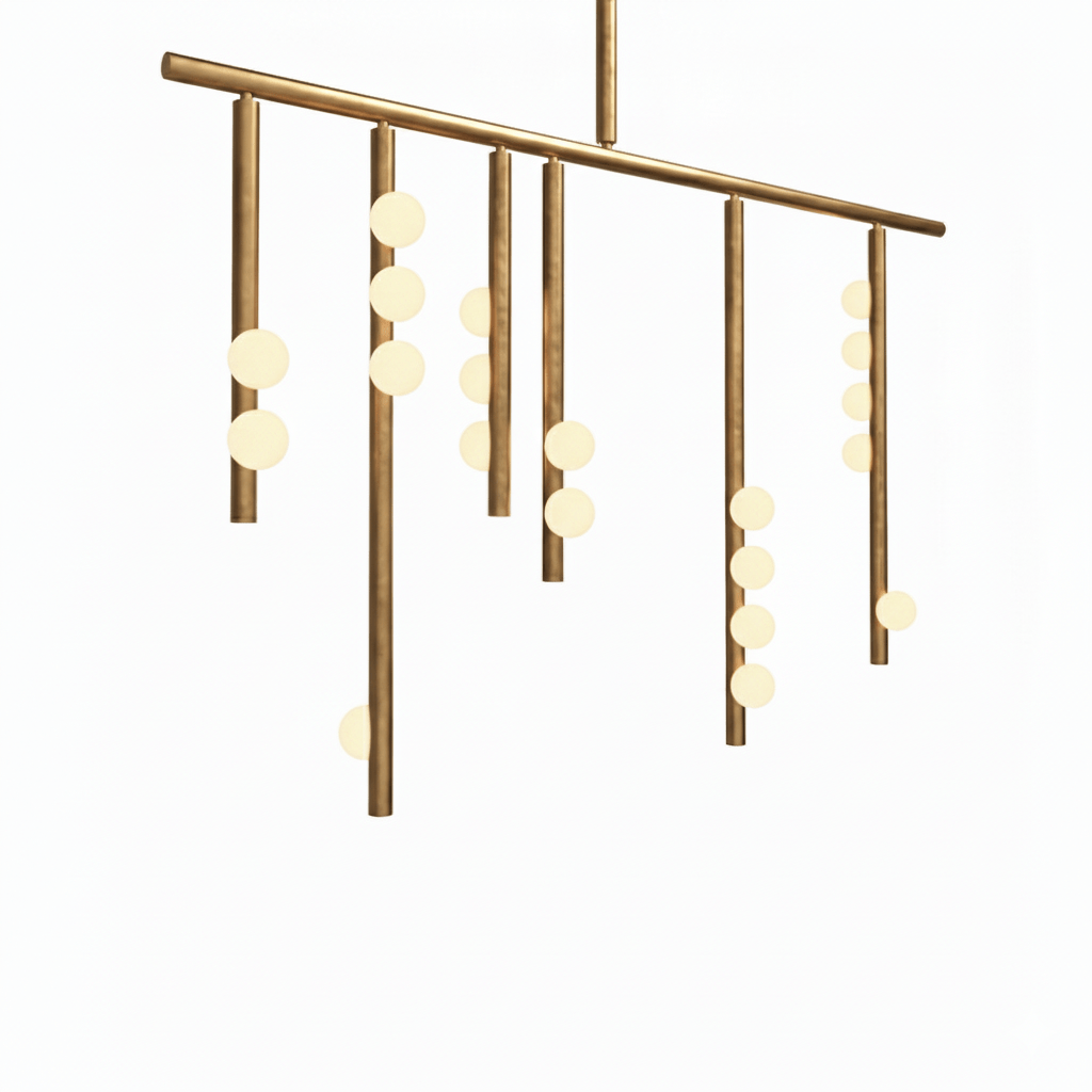 Yieli Brass Glass Drop Chandelier