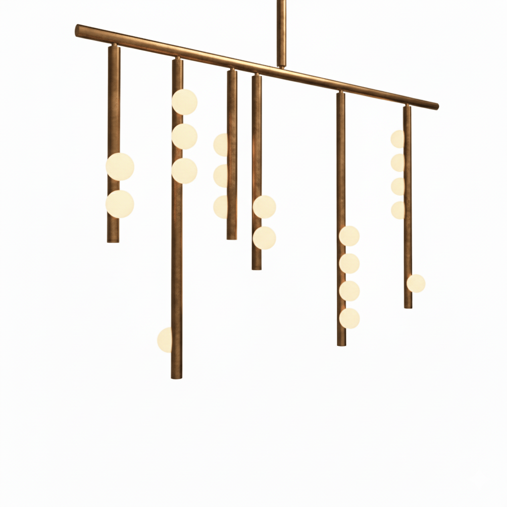 Yieli Brass Glass Drop Chandelier