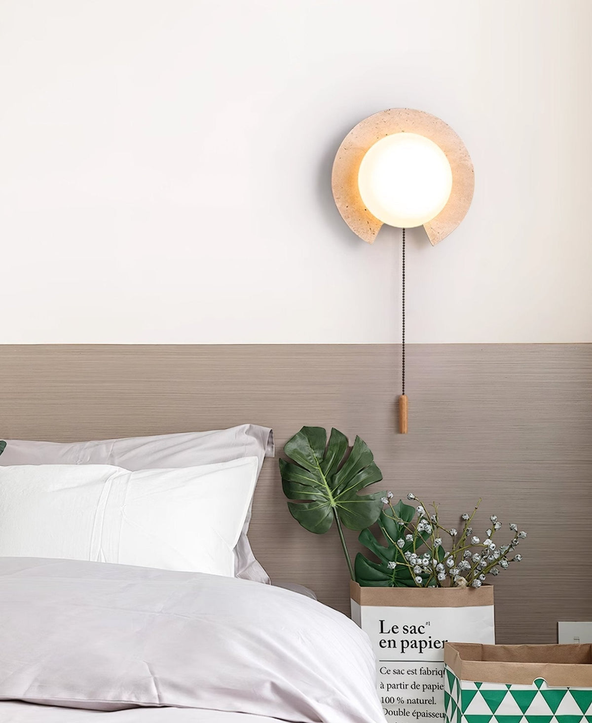 Zamaryra Semi-Circular Travertine Wall Light