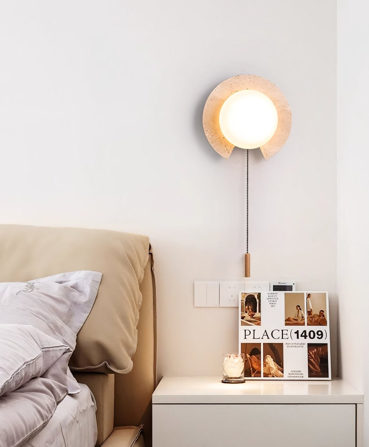 Zamaryra Semi-Circular Travertine Wall Light