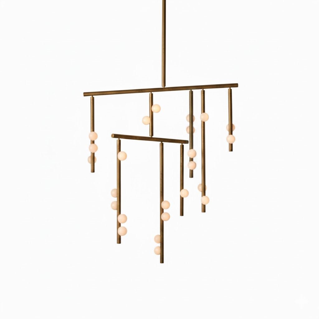 Yieli Brass Glass Drop Chandelier