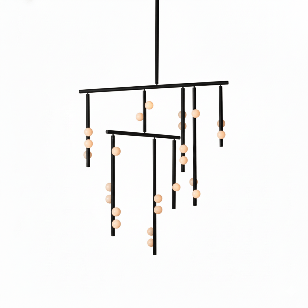 Yieli Brass Glass Drop Chandelier
