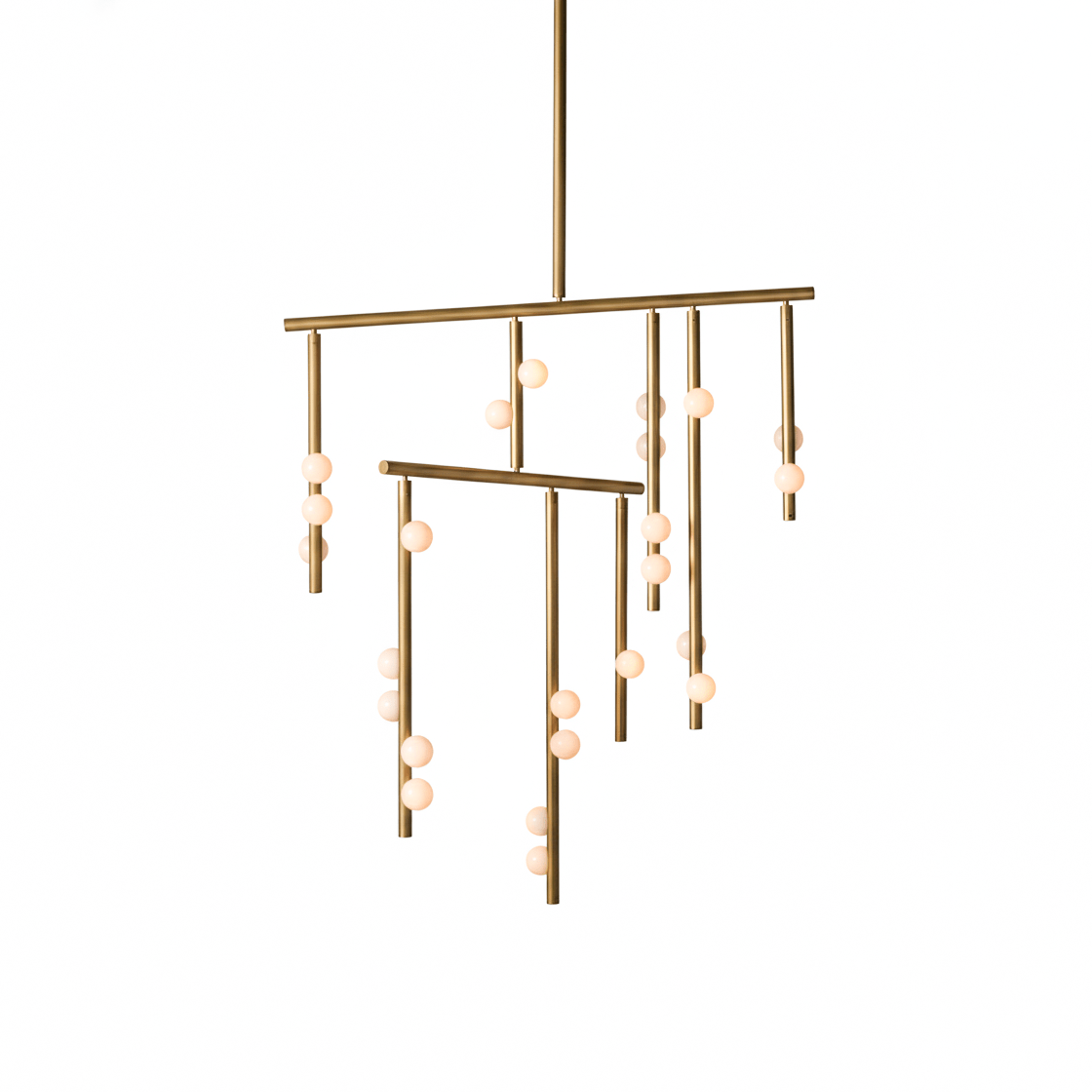 Yieli Brass Glass Drop Chandelier