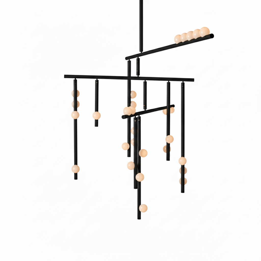 Yieli Brass Glass Drop Chandelier