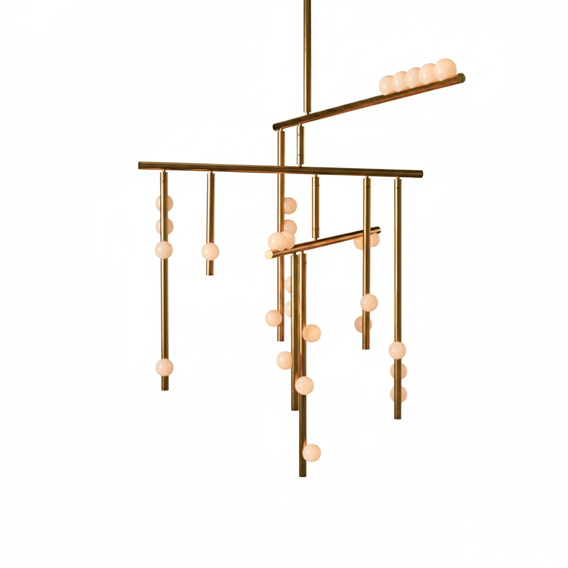 Yieli Brass Glass Drop Chandelier