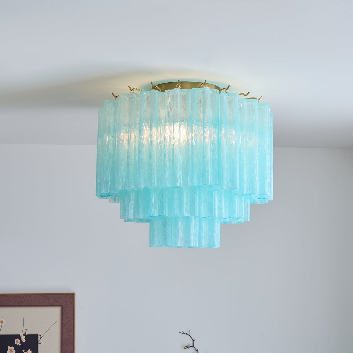 Velelena Ceiling Lamp White Murano Glass Layered Elegant Modern