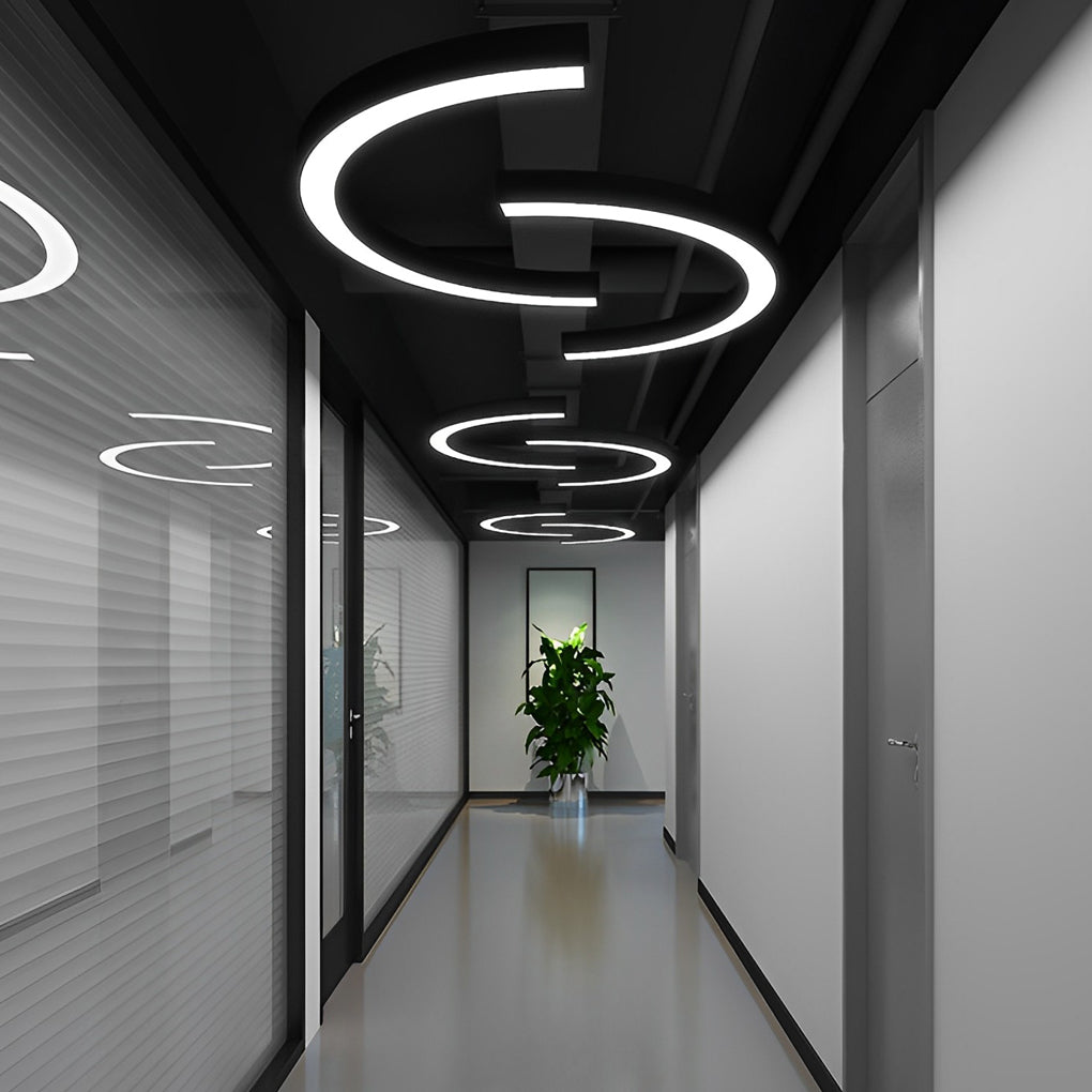Curved Slim C Shape LED Pendant Half-Circle Hanging Profile Light for Office - Lamp Outdoor